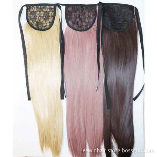 20 inches Synthetic High Temperature Fiber Hair Strappy Ponytail Clip in Hair Extensions Hairpiece